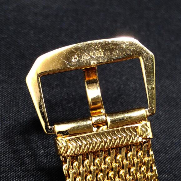 Vintage Avon Mesh Bracelet, Belt Buckle Style, 1970s, Gold Tone - Picture 7 of 10